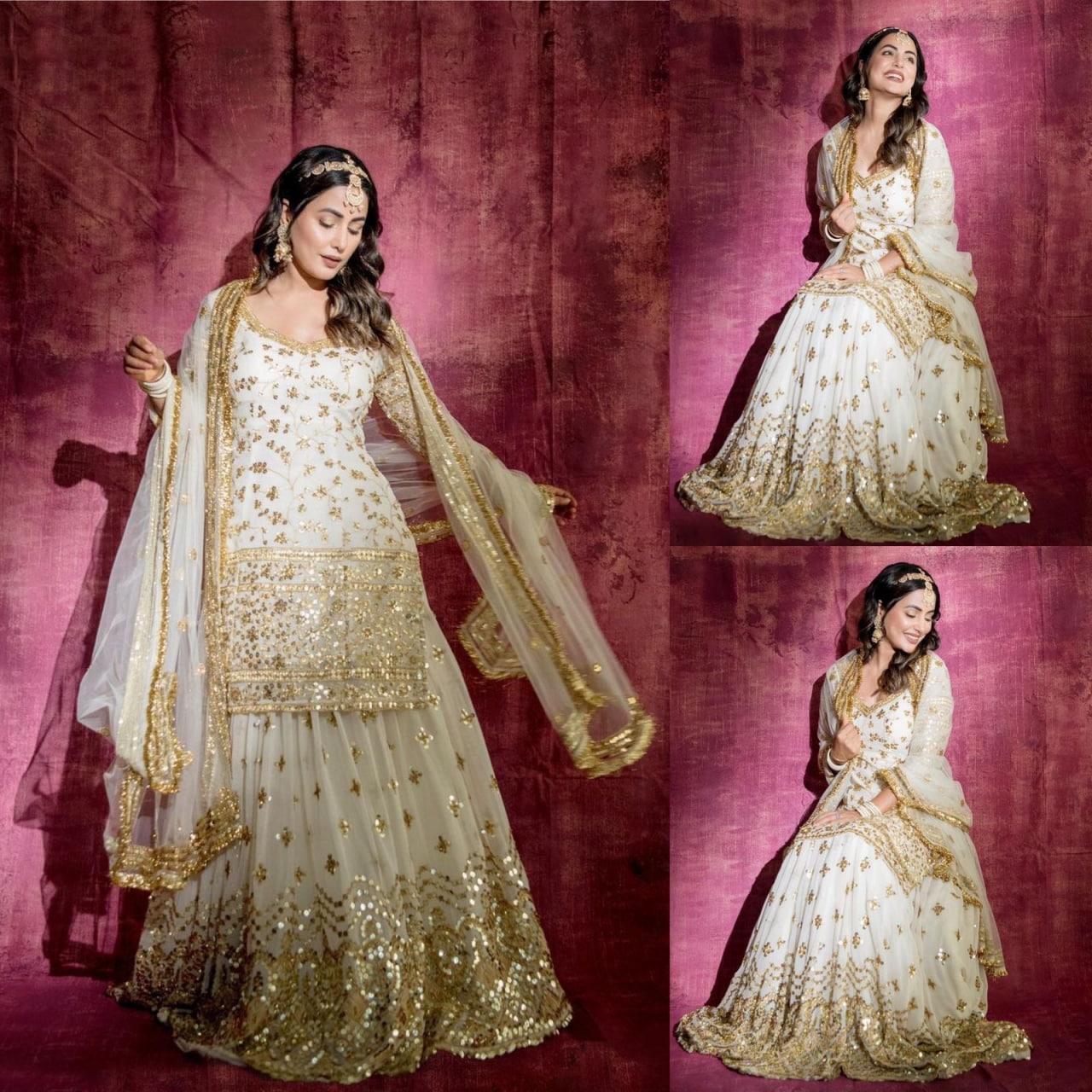 Exclusive White  Heavy Georgette Embroidery Work Sharara suit