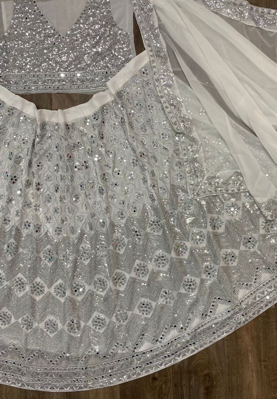 White Net Lehenga choli Set