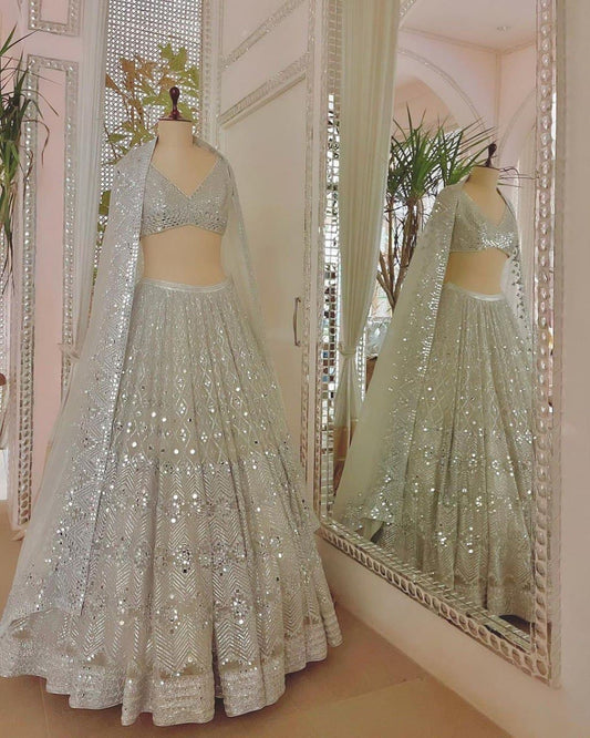 White Net Lehenga choli Set