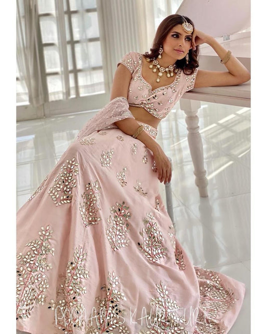 Light Pink Banglory Embroidery Lehenga Choli