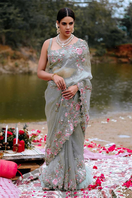 GRAY COLOR SAREE