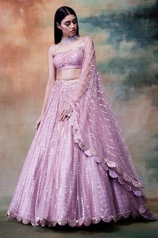 Engrossing Baby Pink Sequence Party Wear Lehenga Choli