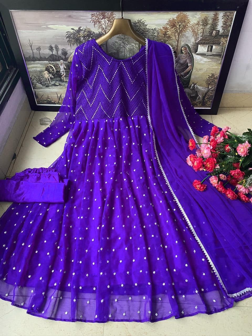 Festival Wear Beautiful Purple Long Gown