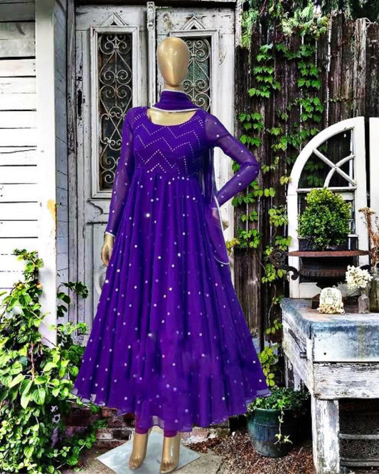 Festival Wear Beautiful Purple Long Gown