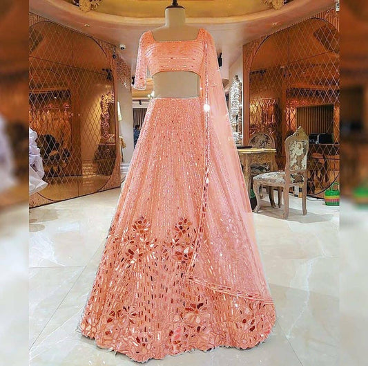 Glowing Orange Wedding Wear Lehenga Choli With Dupatta