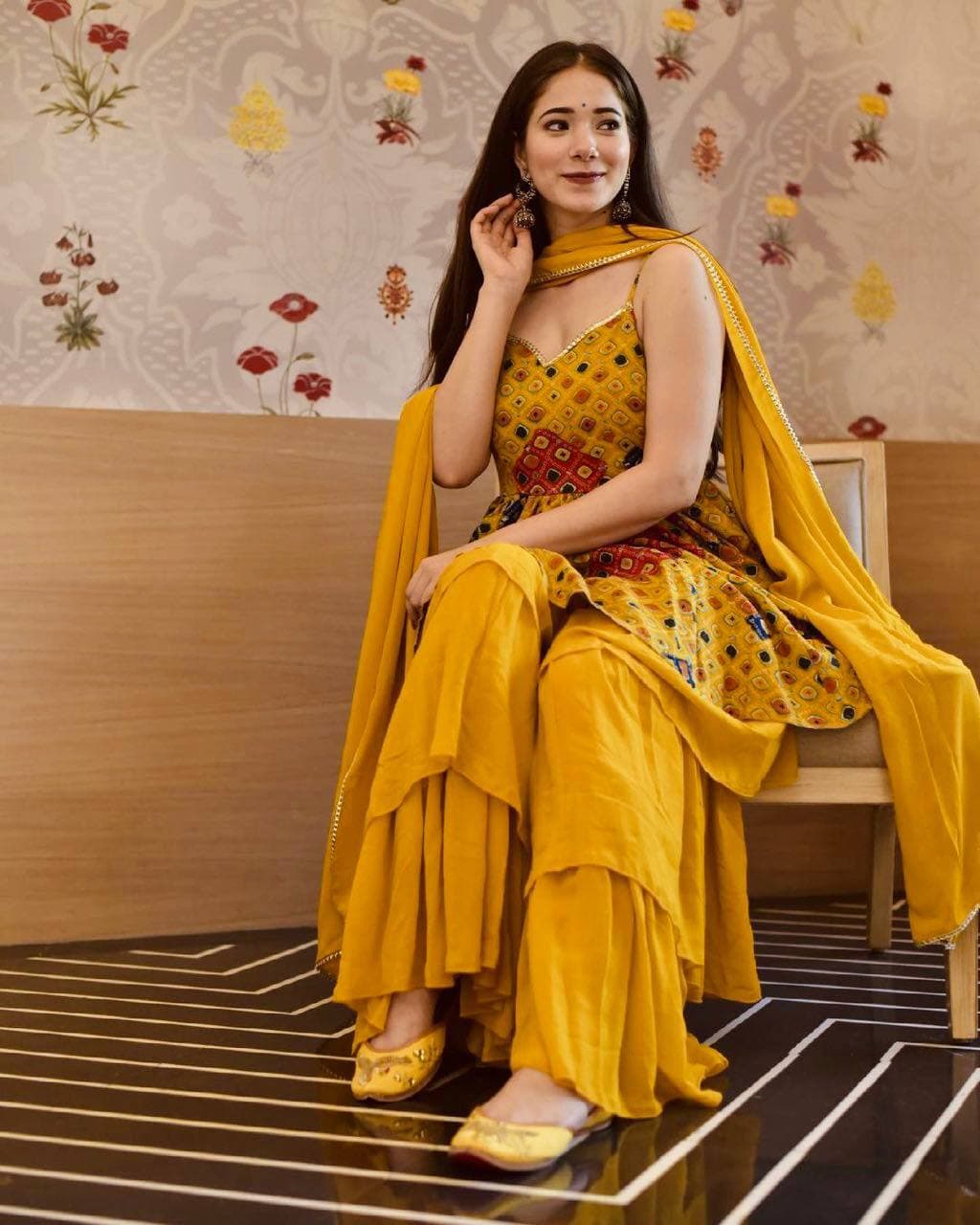 Gorgeous Yellow Stylish Sharara Suit For Girls