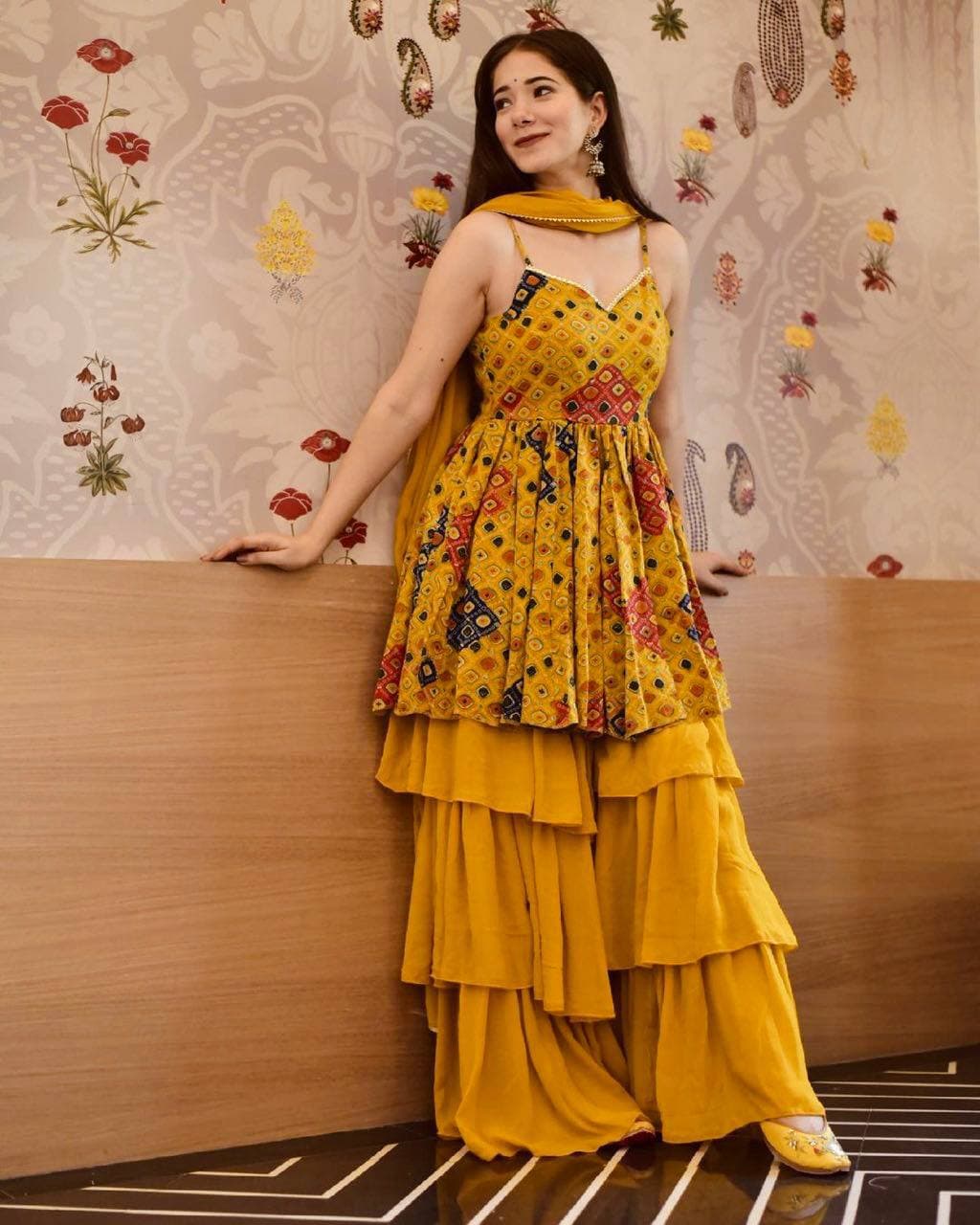 Gorgeous Yellow Stylish Sharara Suit For Girls