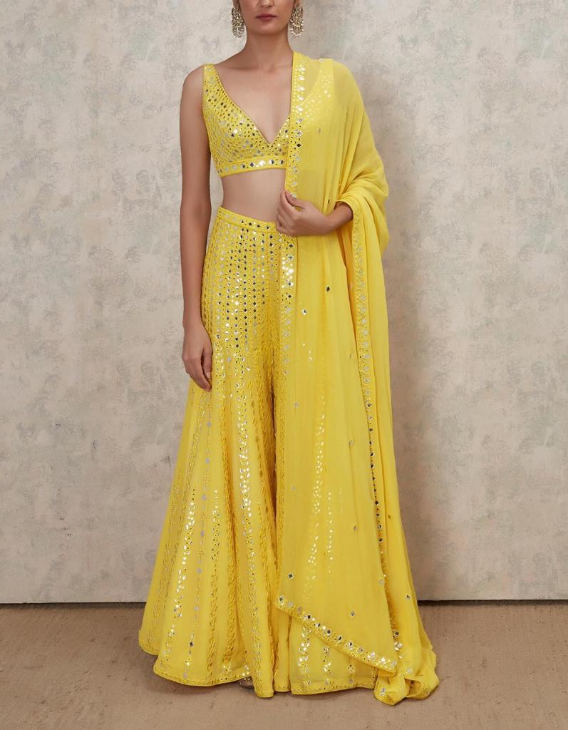 Haldi Function Yellow Designer Sharara Suit