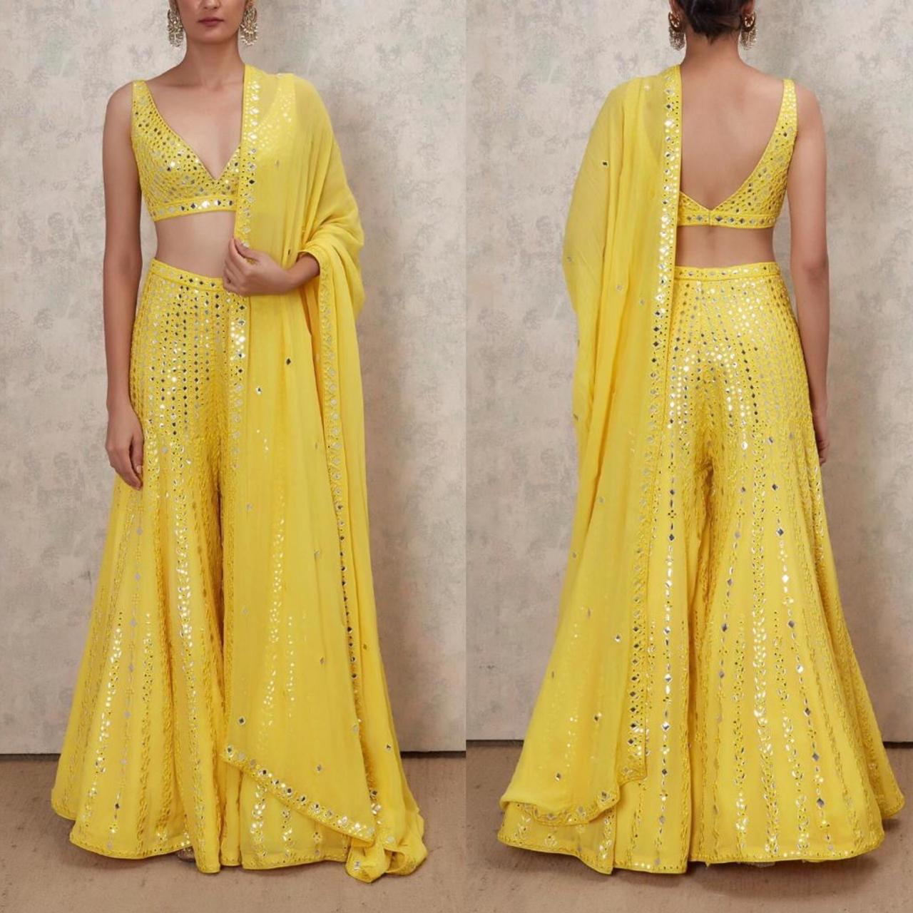 Haldi Function Yellow Designer Sharara Suit