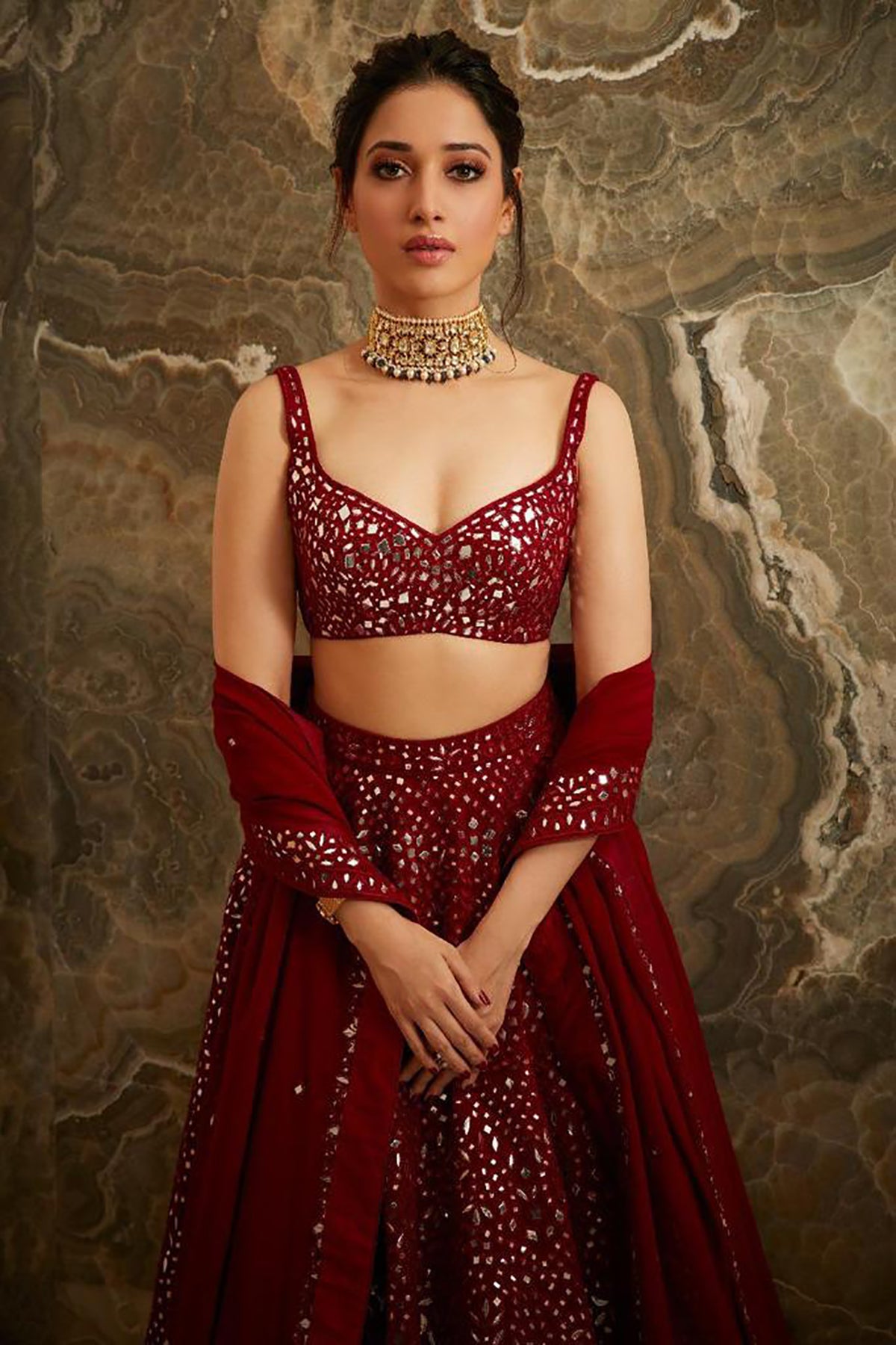 Embroidery Work Maroon Color Lehenga In Bollywood