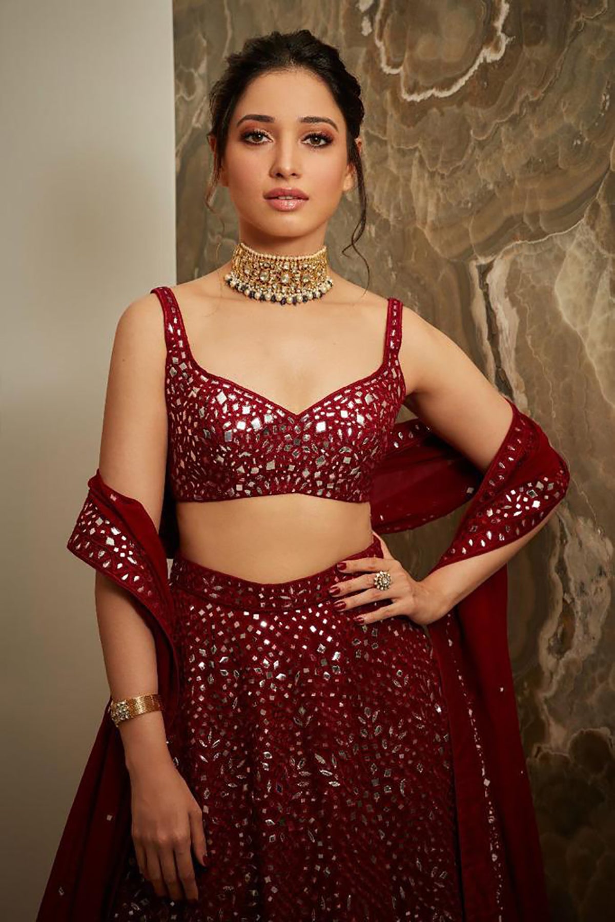 Embroidery Work Maroon Color Lehenga In Bollywood