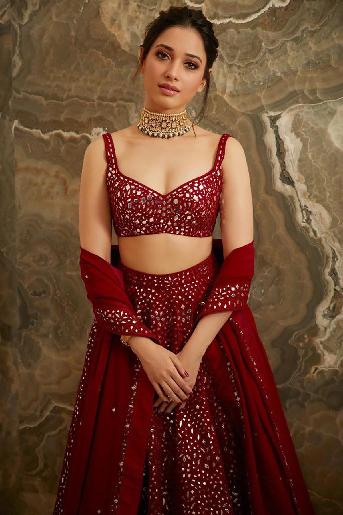 Embroidery Work Maroon Color Lehenga In Bollywood