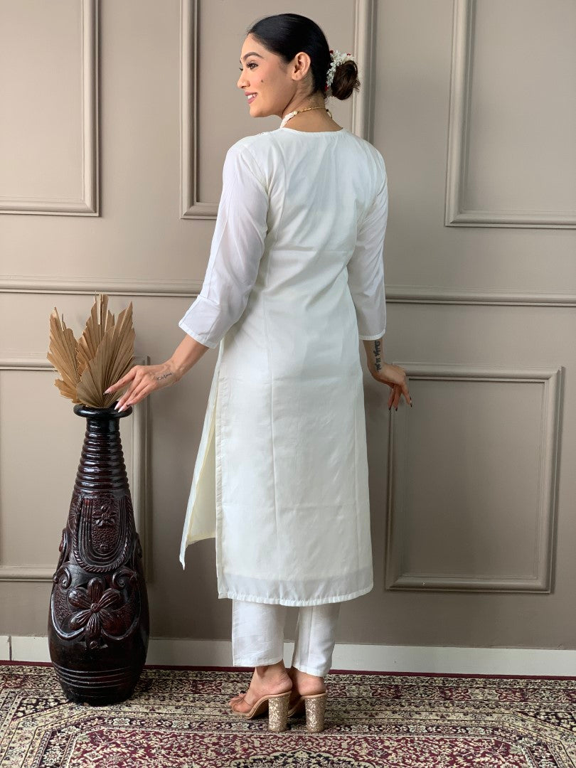 Off White Kurta Suit Sets  For Women