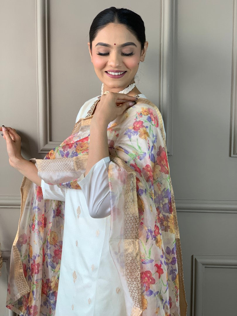 Off White Kurta Suit Sets  For Women