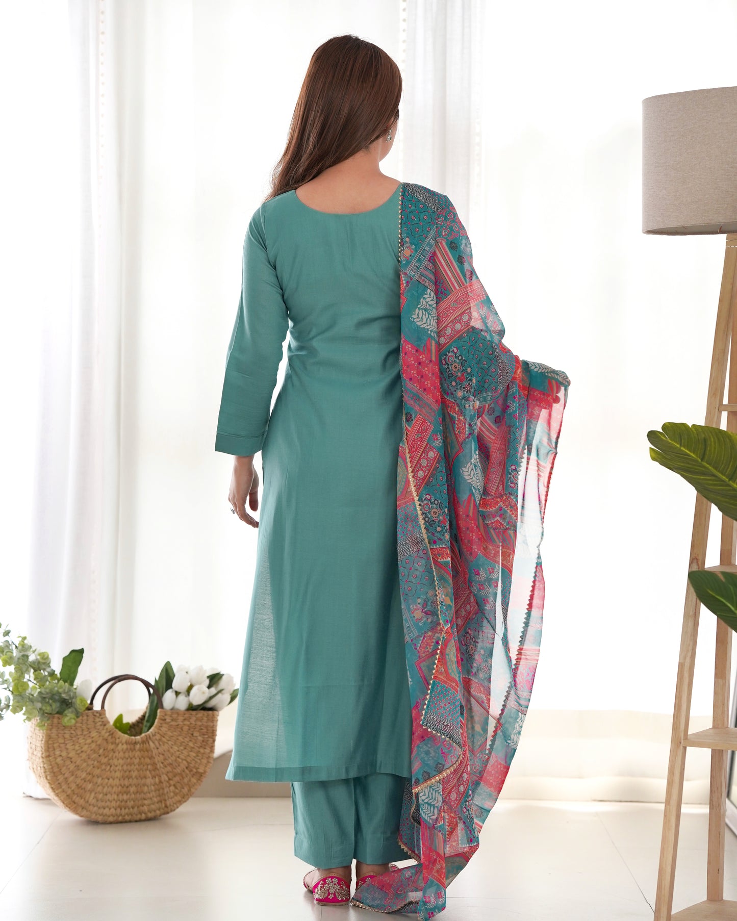 Soft heavy viscose straight fit kurta with dupatta and pants