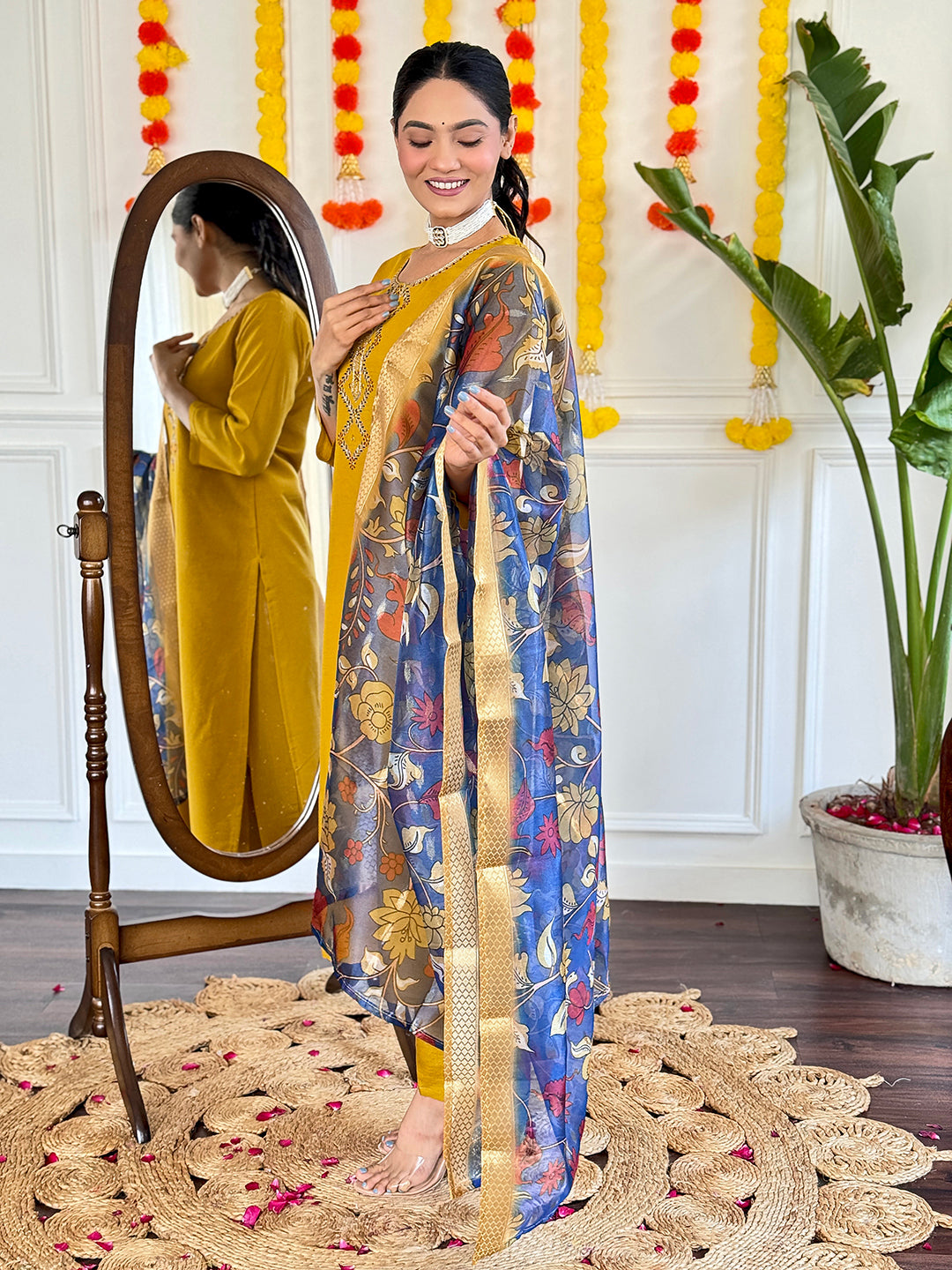 Mustard Designer kurta Suit Sets for Women