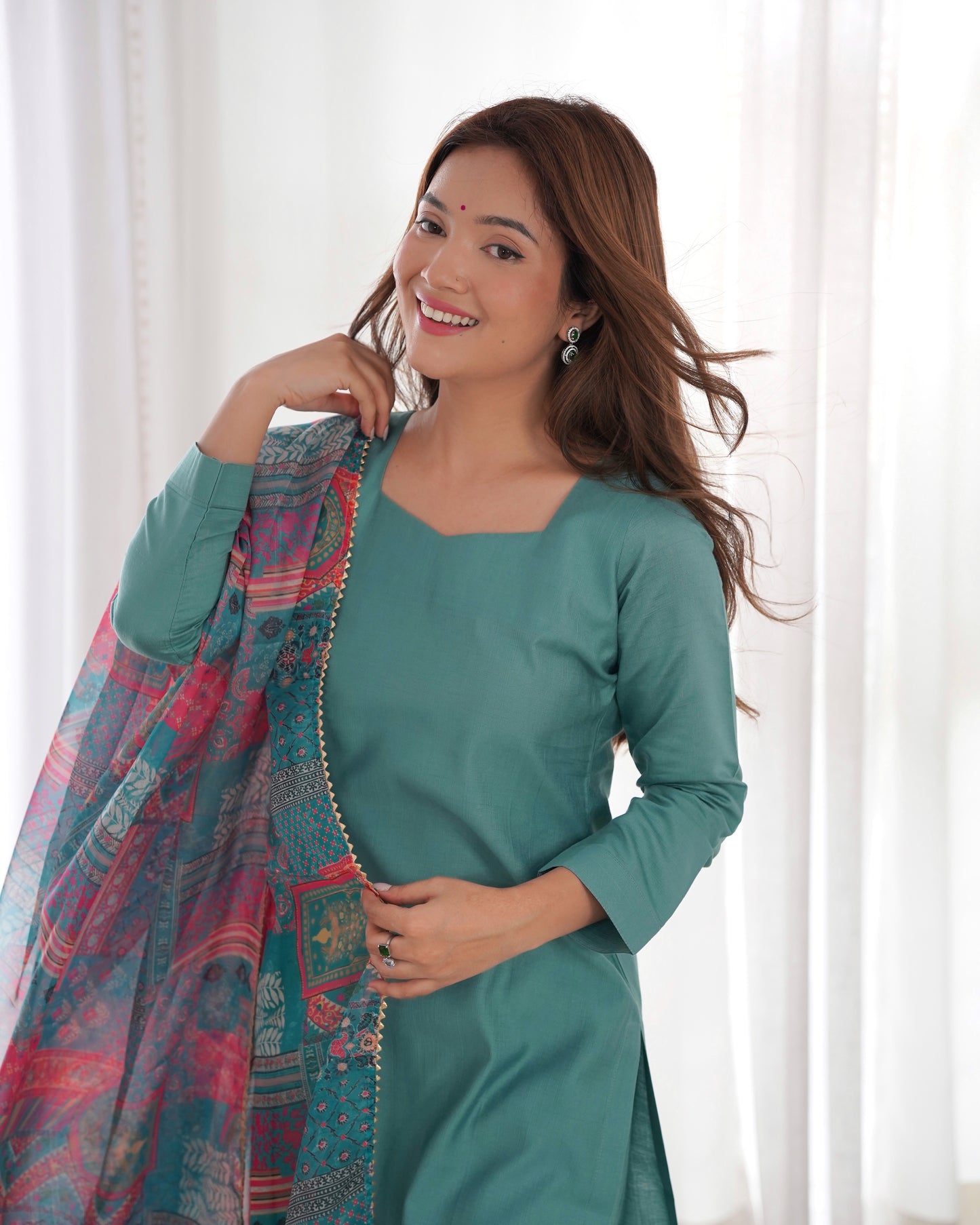 Soft heavy viscose straight fit kurta with dupatta and pants