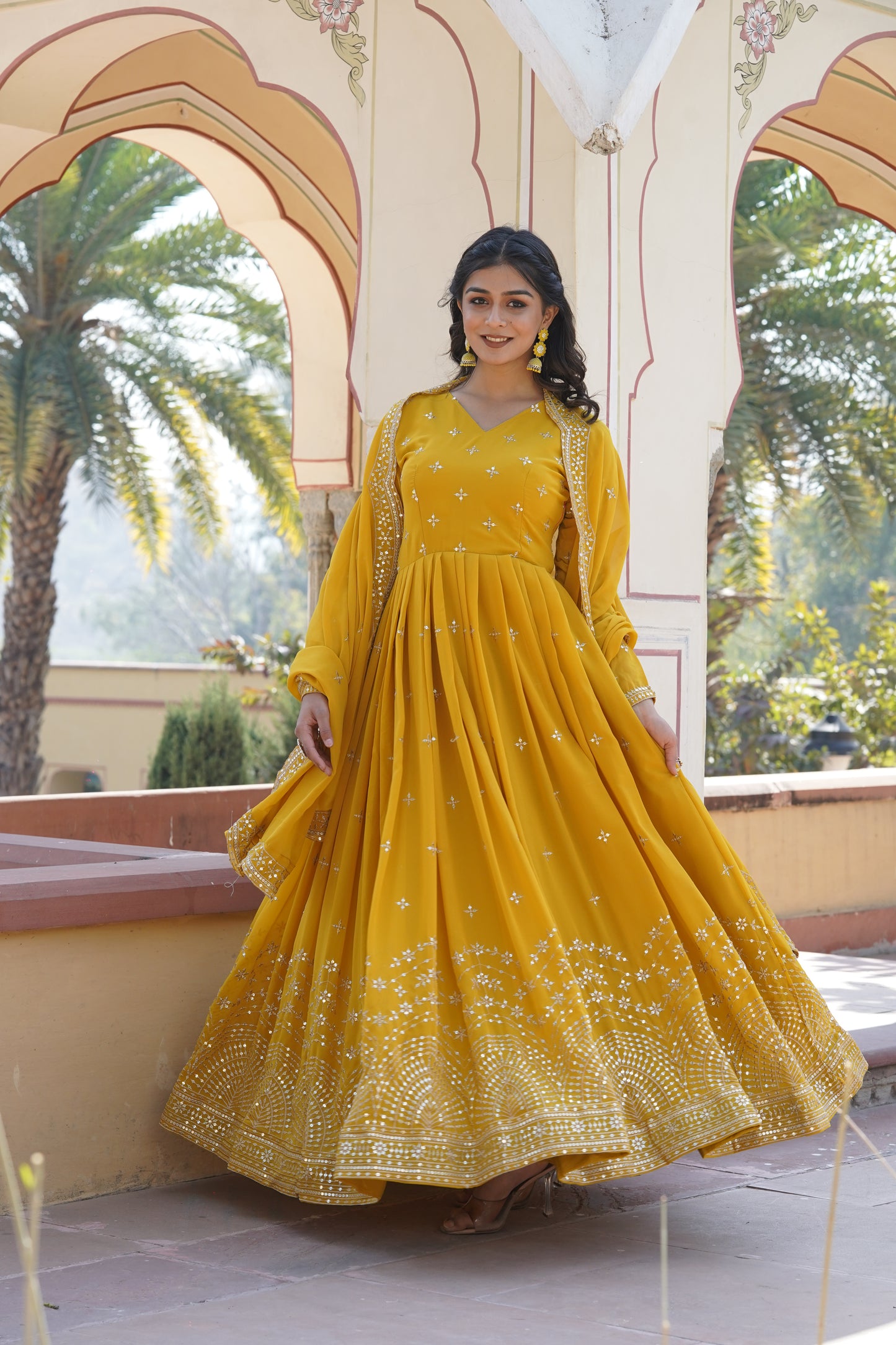 Georgette Gown with zari and sequin embroidery