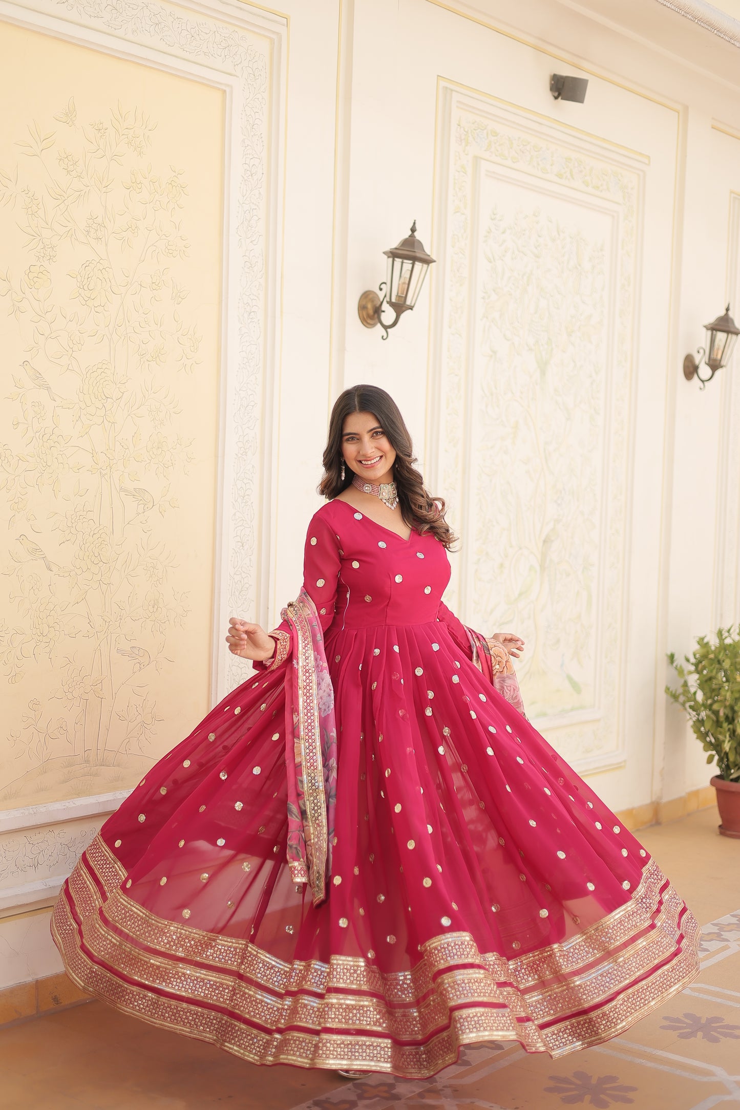 Premium Range of georgette gown with dupatta