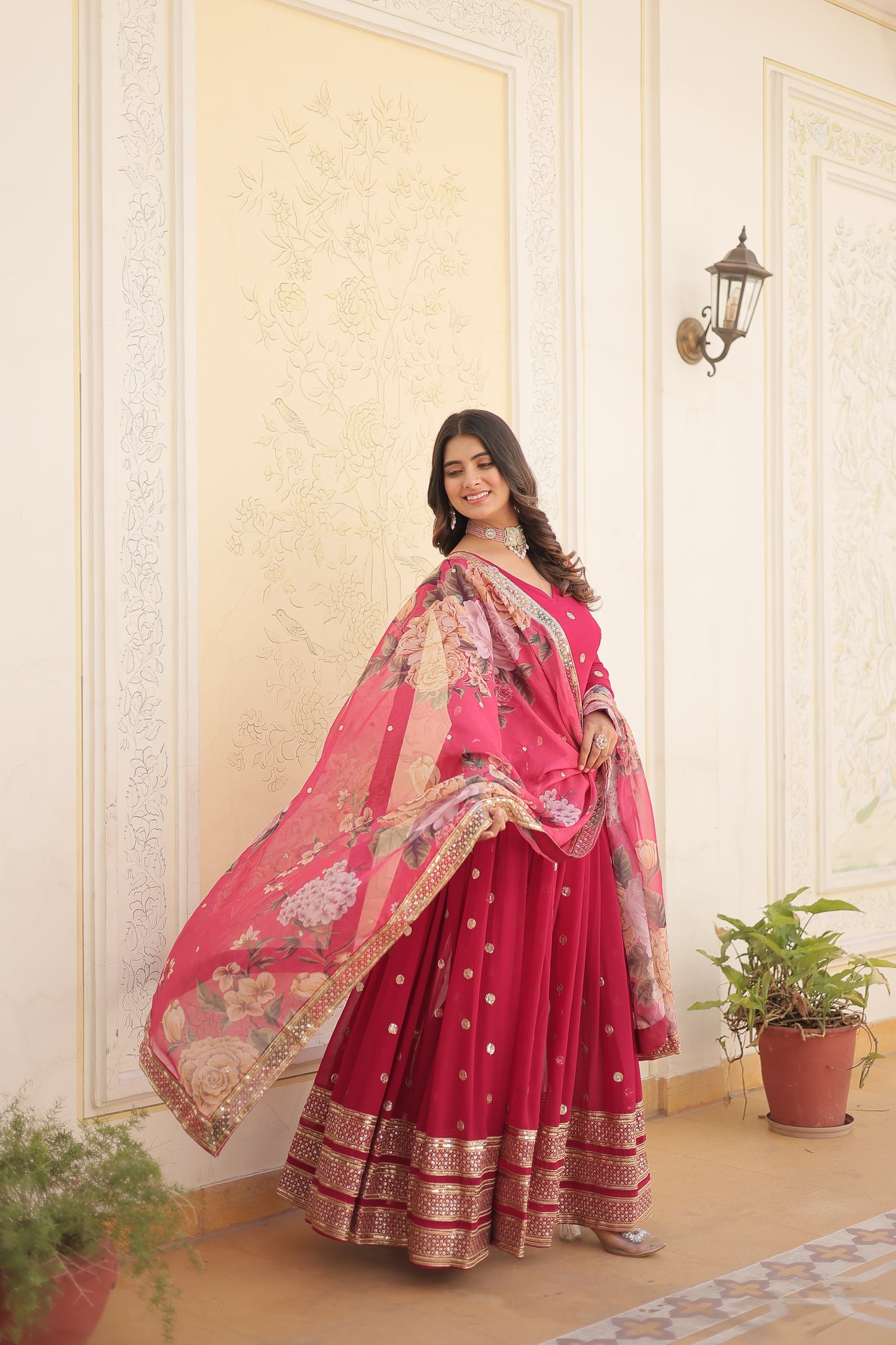 Premium Range of georgette gown with dupatta