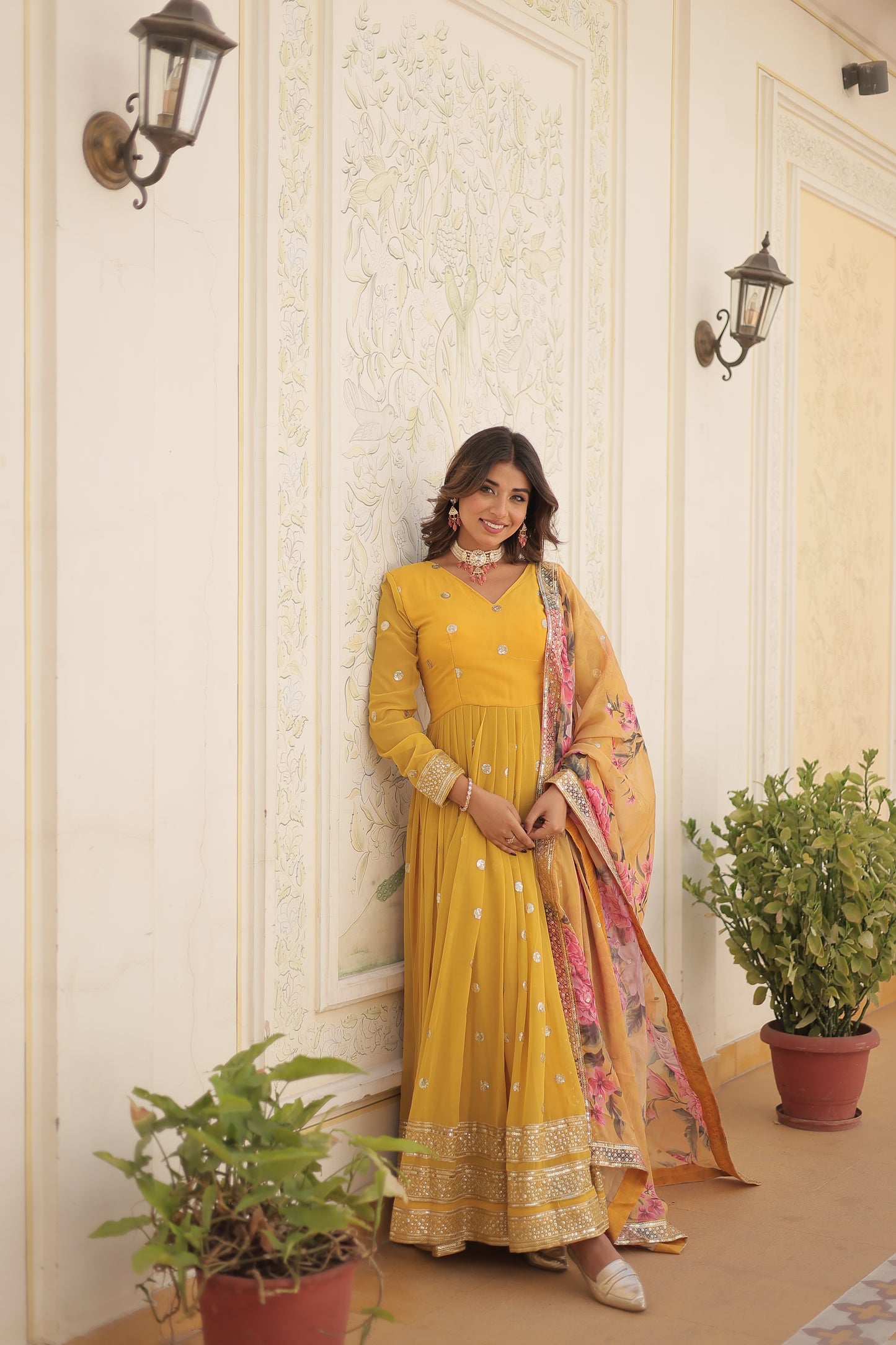 Premium Range of georgette gown with dupatta