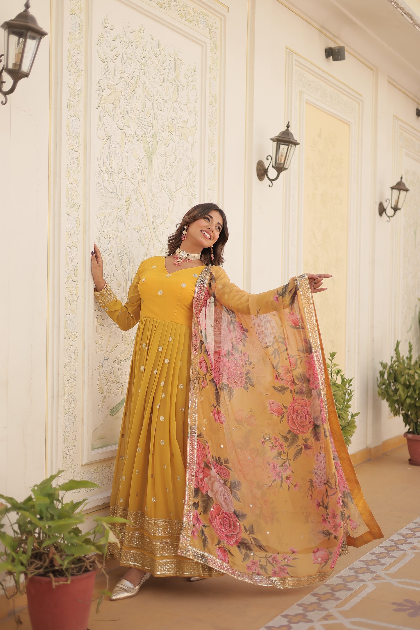 Premium Range of georgette gown with dupatta