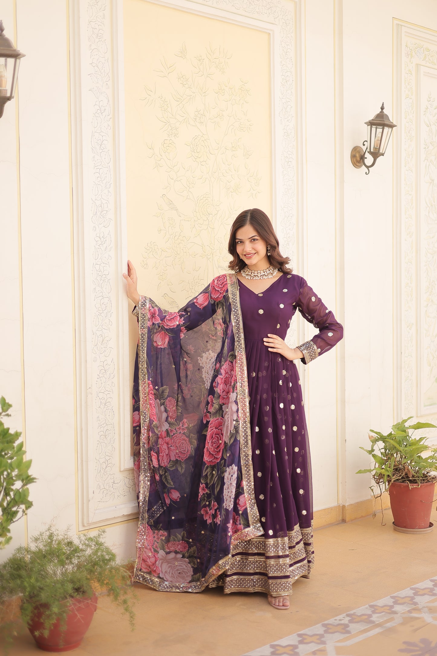 Premium Range of georgette gown with dupatta