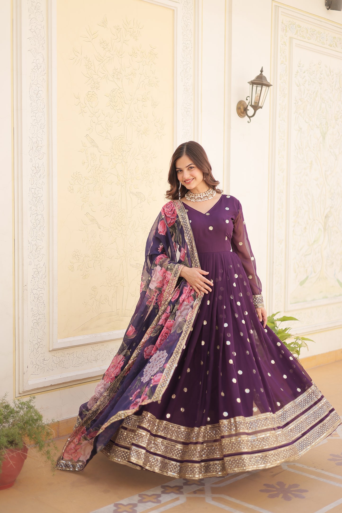 Premium Range of georgette gown with dupatta