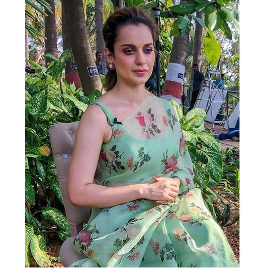 Kangana Ranaut wore Pure Organza saree with Digital Flowers Print