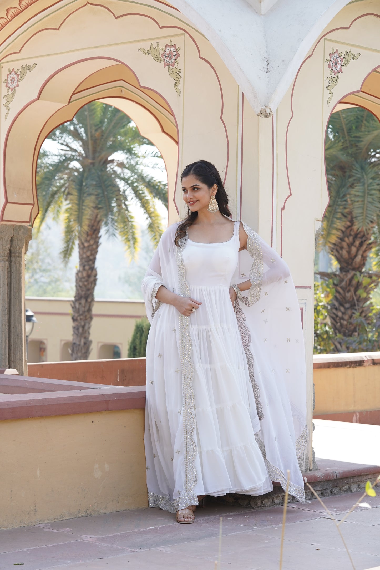 Georgette Gown With Embroidered Dupatta