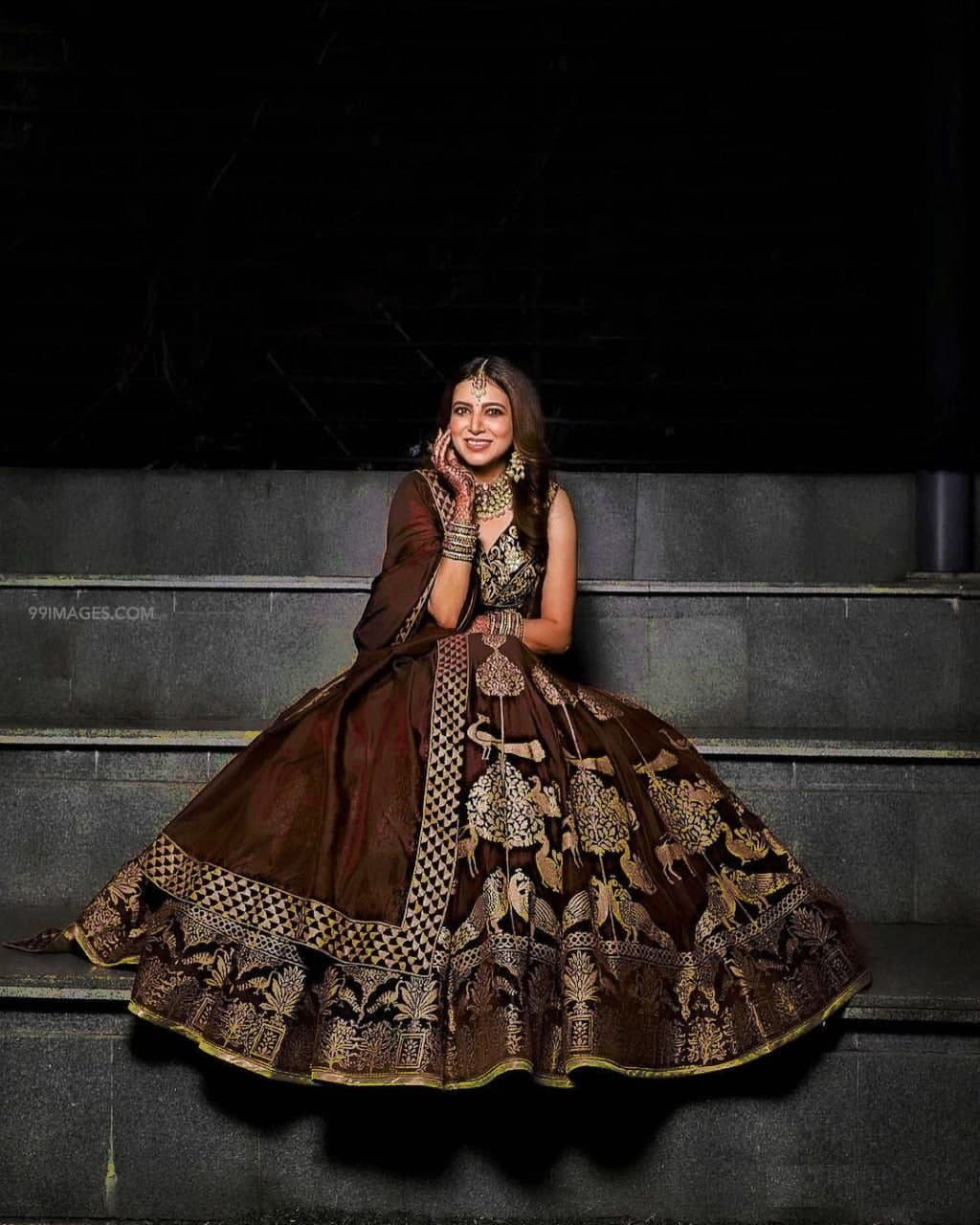 Latest Bollywood Brown Color Designer Lehenga