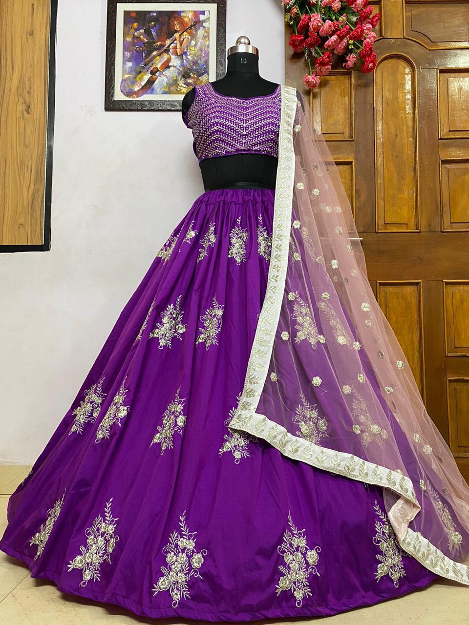 Latest Designer Party Wear Purple Color Lehenga Choli