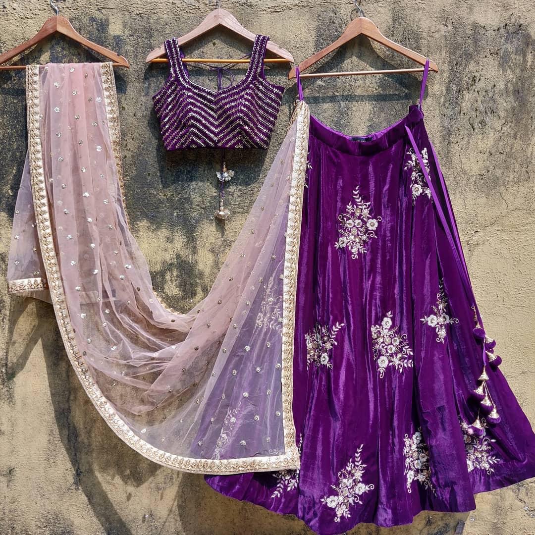 Latest Designer Party Wear Purple Color Lehenga Choli