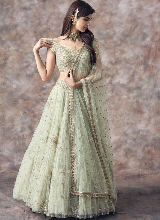 Latest Sage Color Wedding Wear Dress