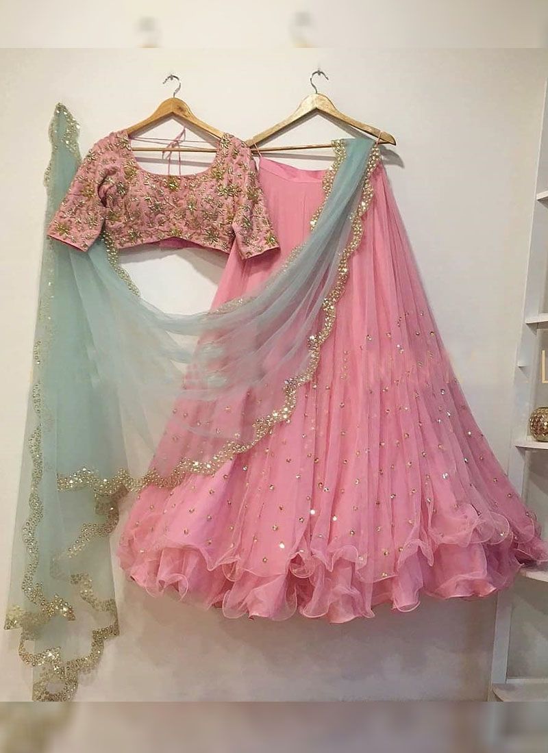 : Demanding Baby Pink Color Wedding Wear Lehenga Choli