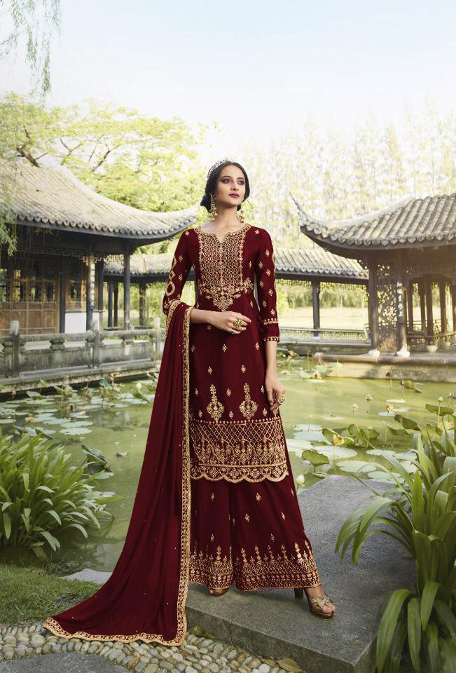 Maroon Color Plazzo Suit Collection