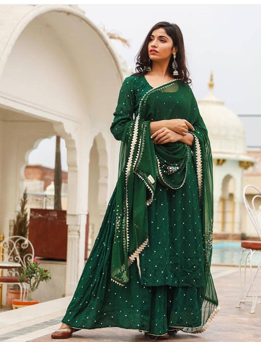 New Style Moti Design Georgette Dress With Embroidery Work