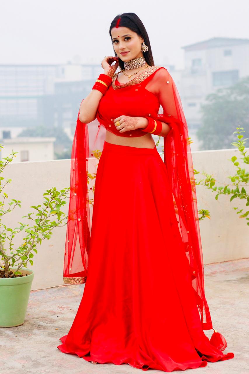 : Red Simple Party wear Lehenga Choli