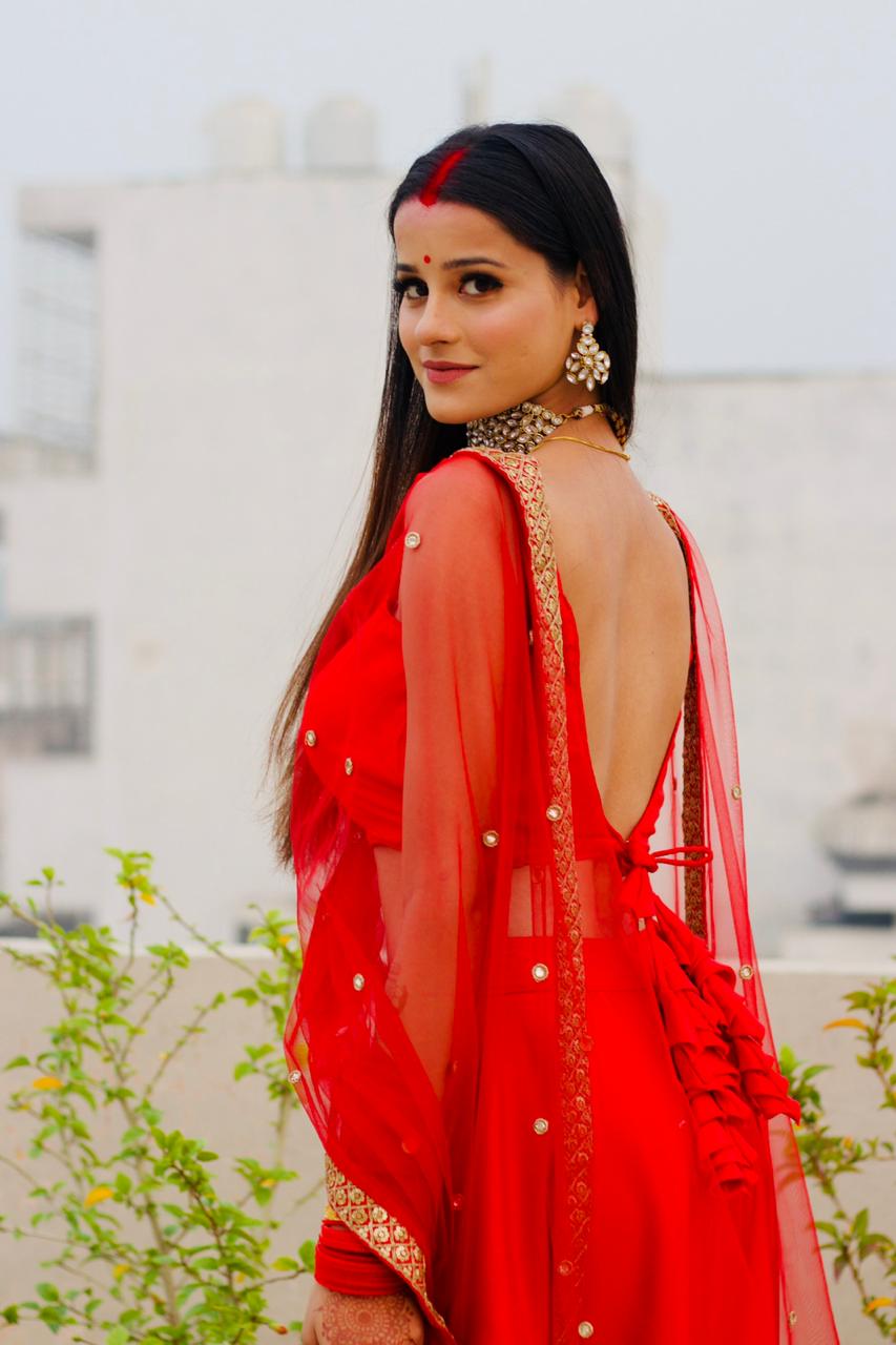 : Red Simple Party wear Lehenga Choli
