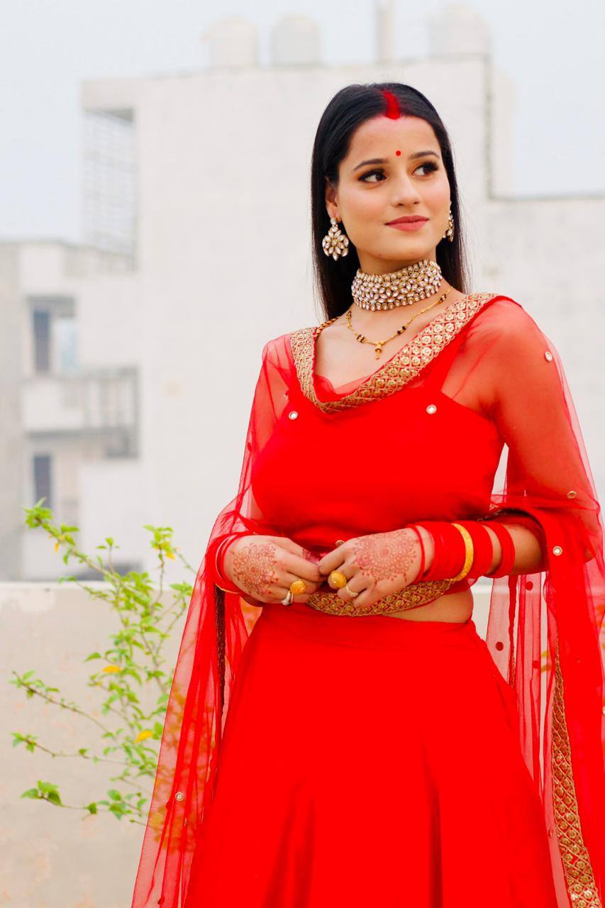 : Red Simple Party wear Lehenga Choli