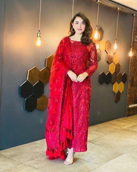 Party Wear Red Fancy Salwar Suit