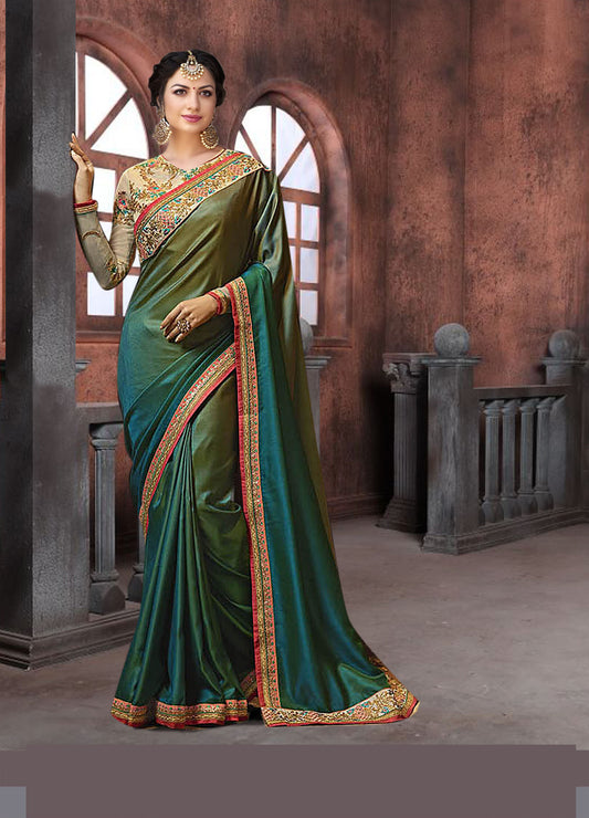 Party Wear Rama Colour Georgette Saree