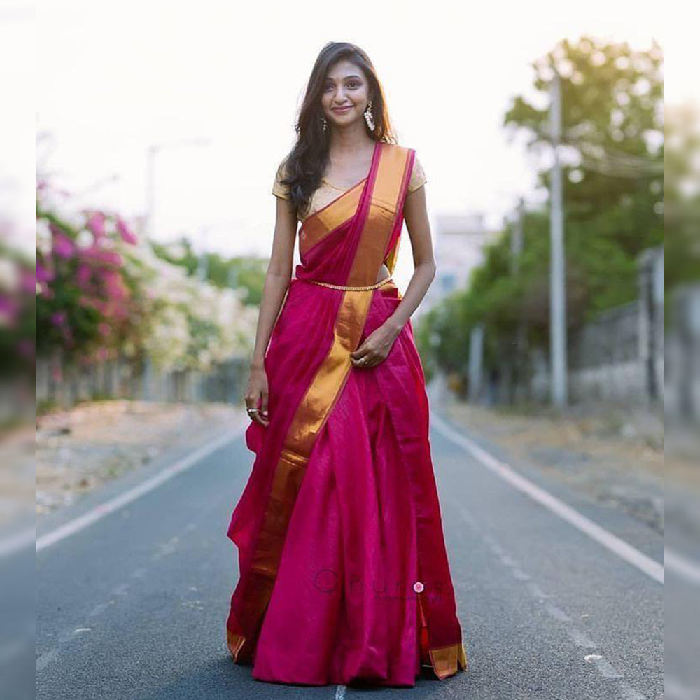 Rani Pink Color Banarasi Lehenga Choli