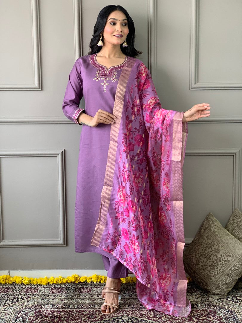 PURPLE  COLOR KURTA SET