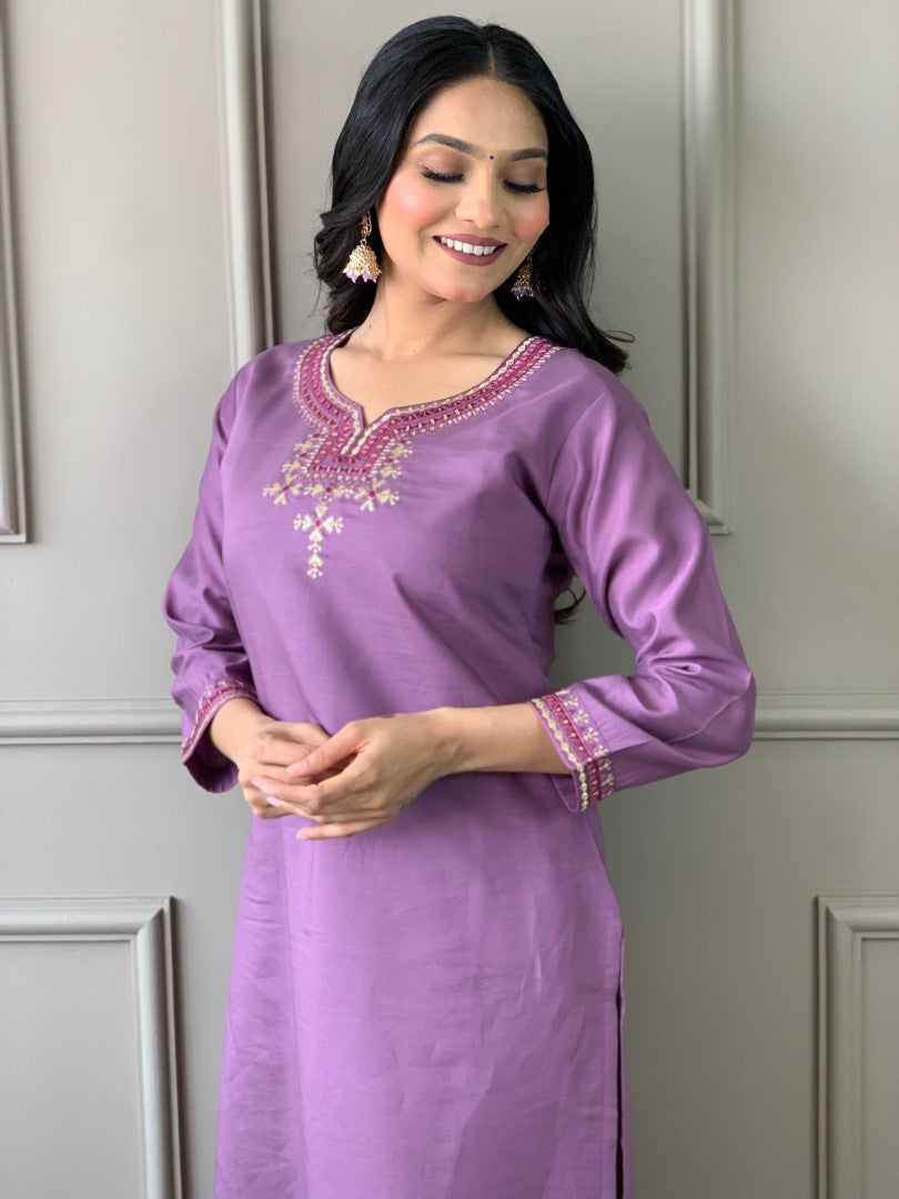 PURPLE  COLOR KURTA SET