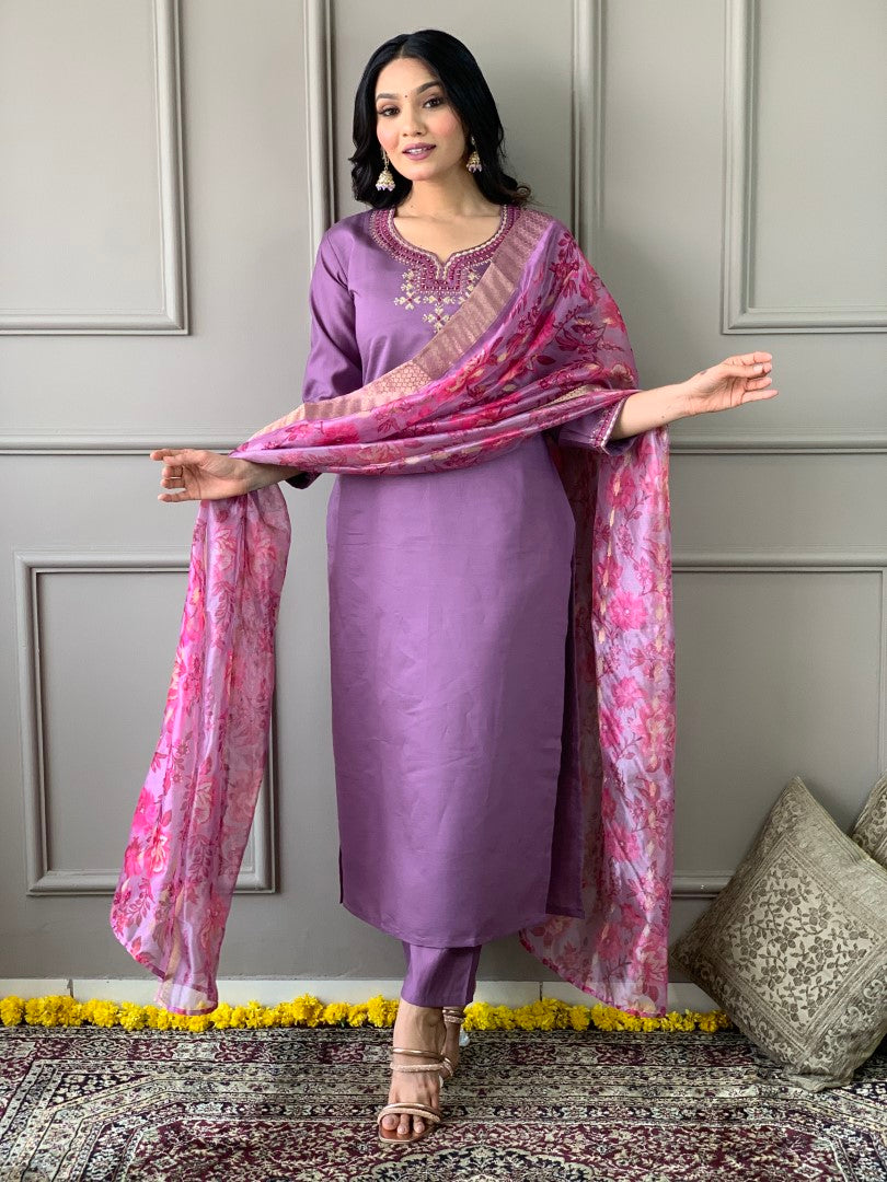 PURPLE  COLOR KURTA SET