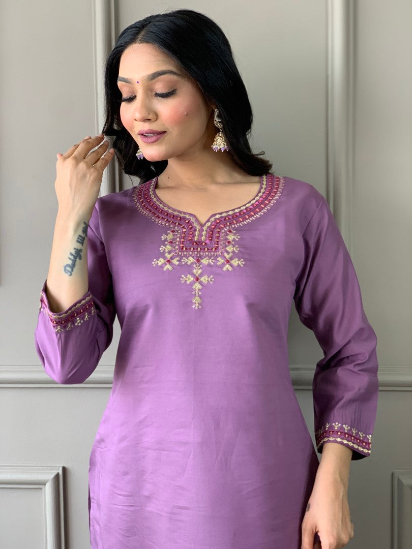 PURPLE  COLOR KURTA SET