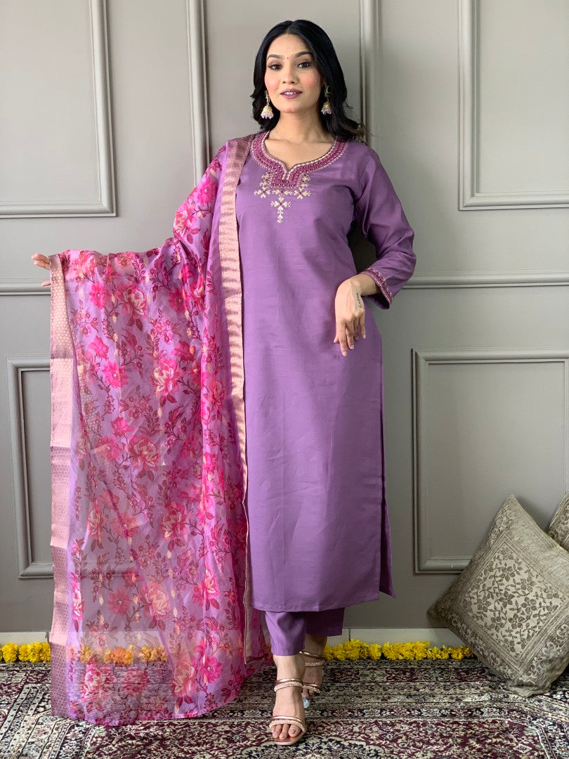 PURPLE  COLOR KURTA SET