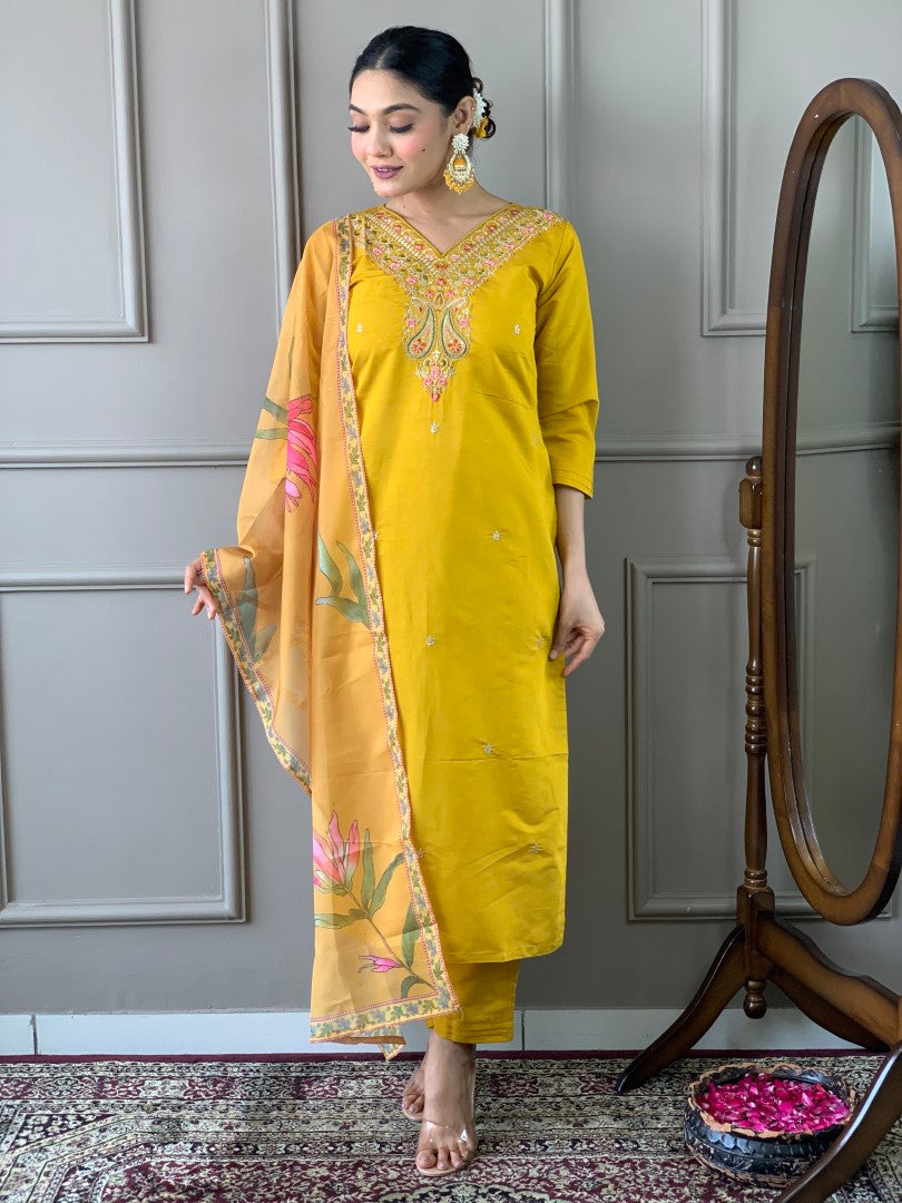 Yellow Muslin Suit Buy Women