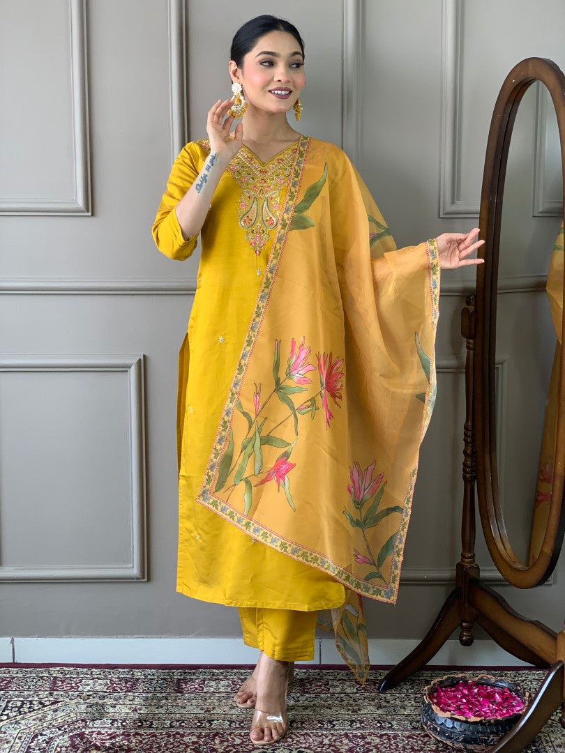 Yellow Muslin Suit Buy Women